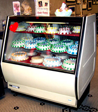 Frozen dessert cases and serving equipment